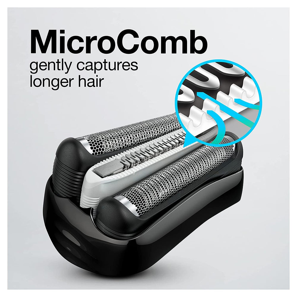 Braun Series 3 ergonomic grip with rubber dots for secure handling.