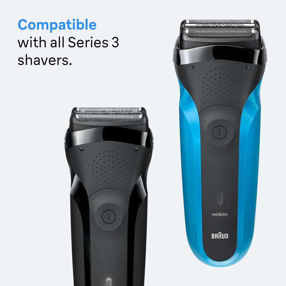 One-click attachment demonstration on Braun Series 3 replacement head for easy swap.