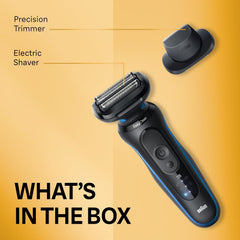 Braun Series 5 5118s precision trimmer for detailing facial features.