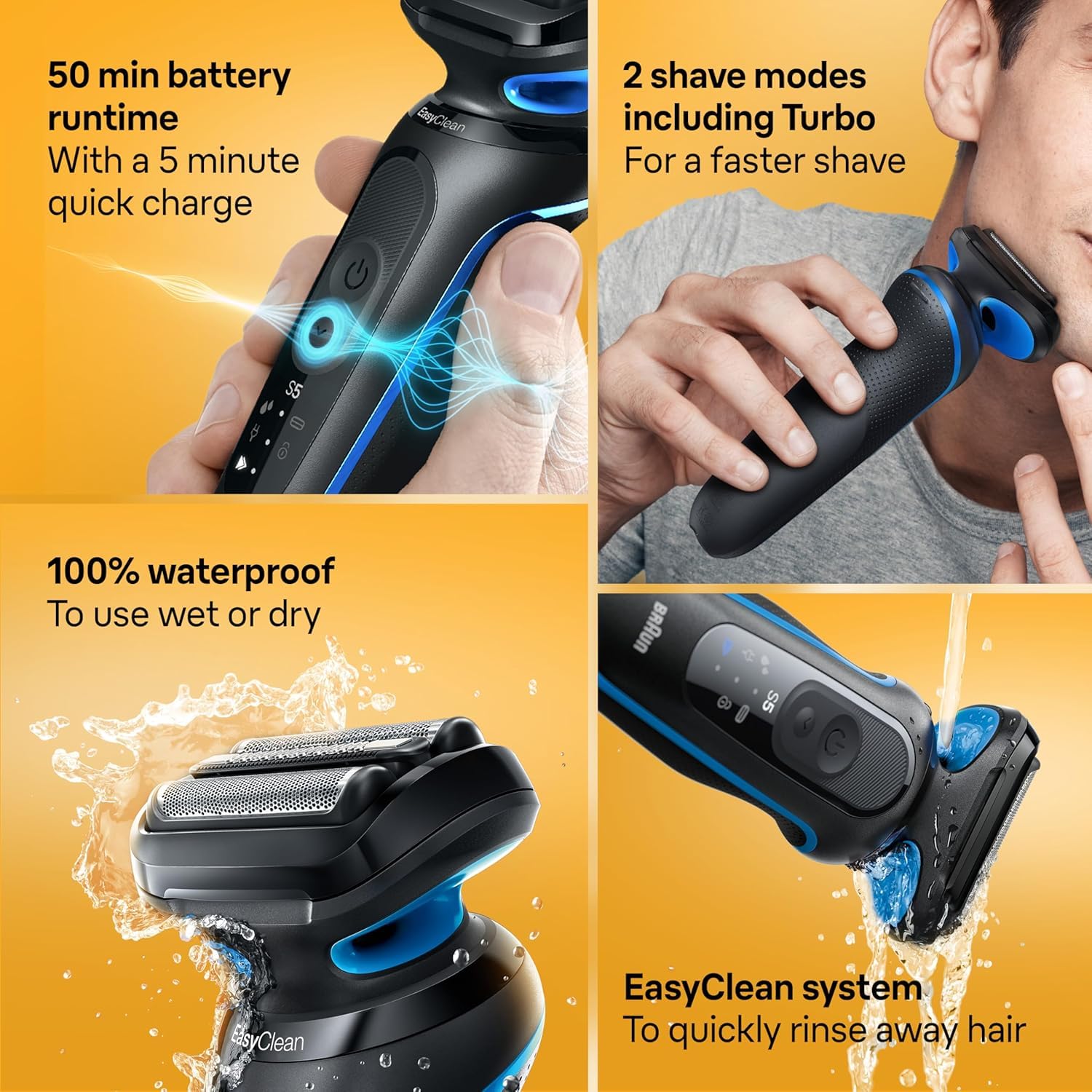Braun Series 5 5118s turbo mode enables an extra-fast shave.