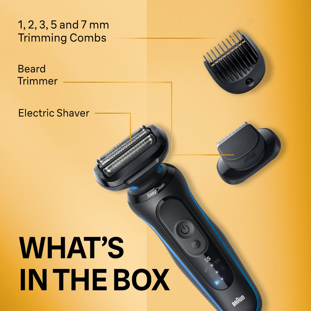 Braun Series 5 5120s cleaning brush included for easy maintenance.