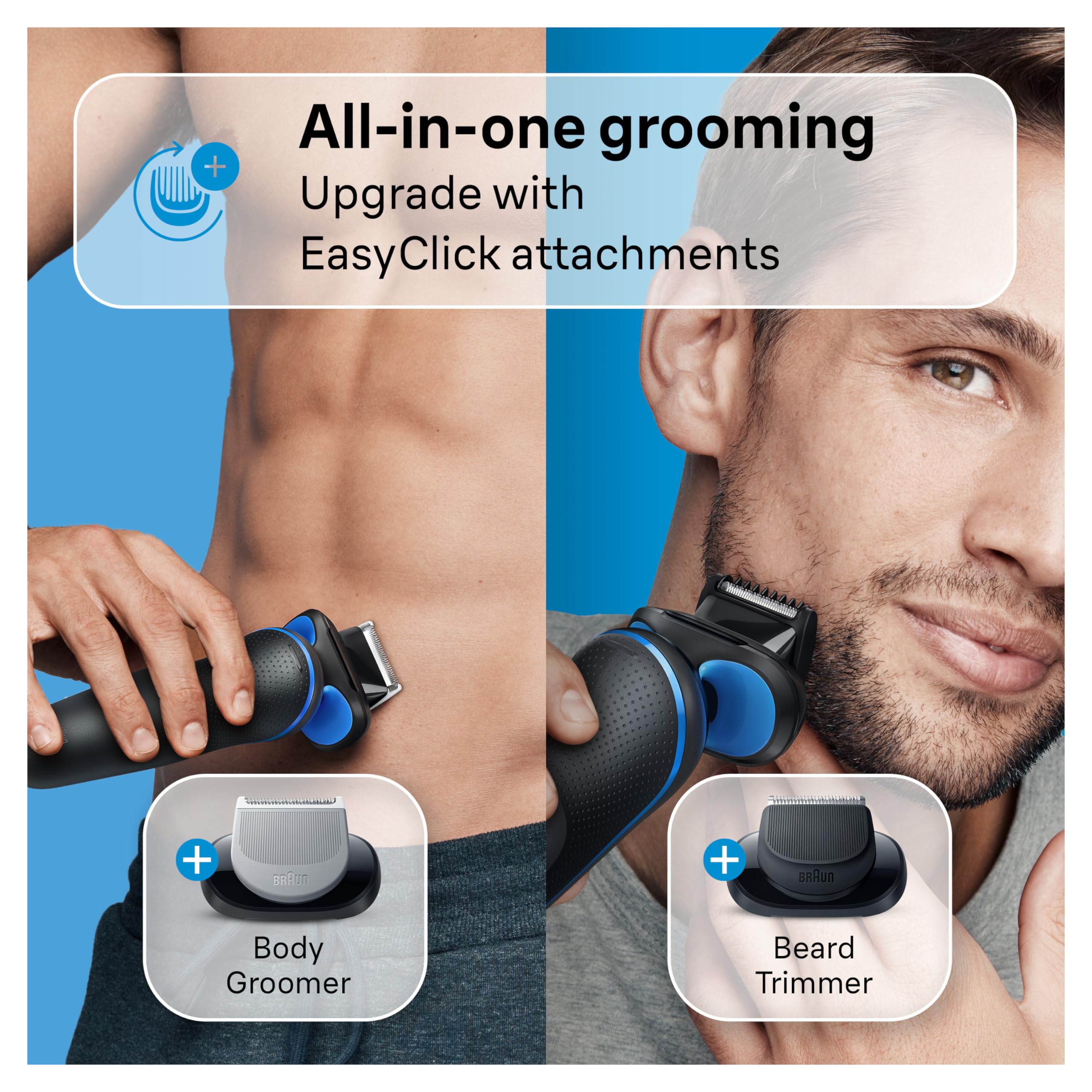 Body groomer attachment allows broader grooming with Braun Series 5 5150cs
