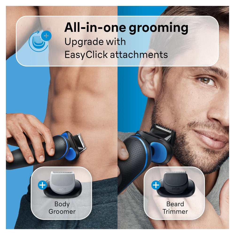 Body groomer attachment allows broader grooming with Braun Series 5 5150cs