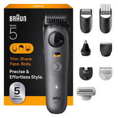 Braun Series 5 trimmer in hand for precise beard and hair grooming