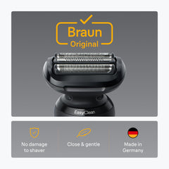 Braun Series 5 replacement head close-up, highlighting foil protection and blade alignment