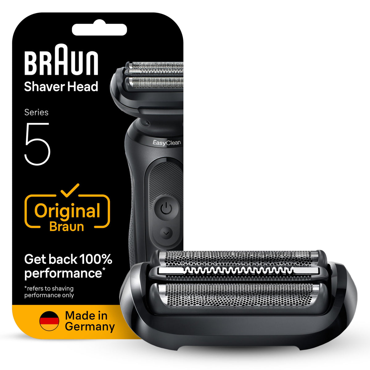Braun Series 5 replacement head front view shows foil and blades for precise shave
