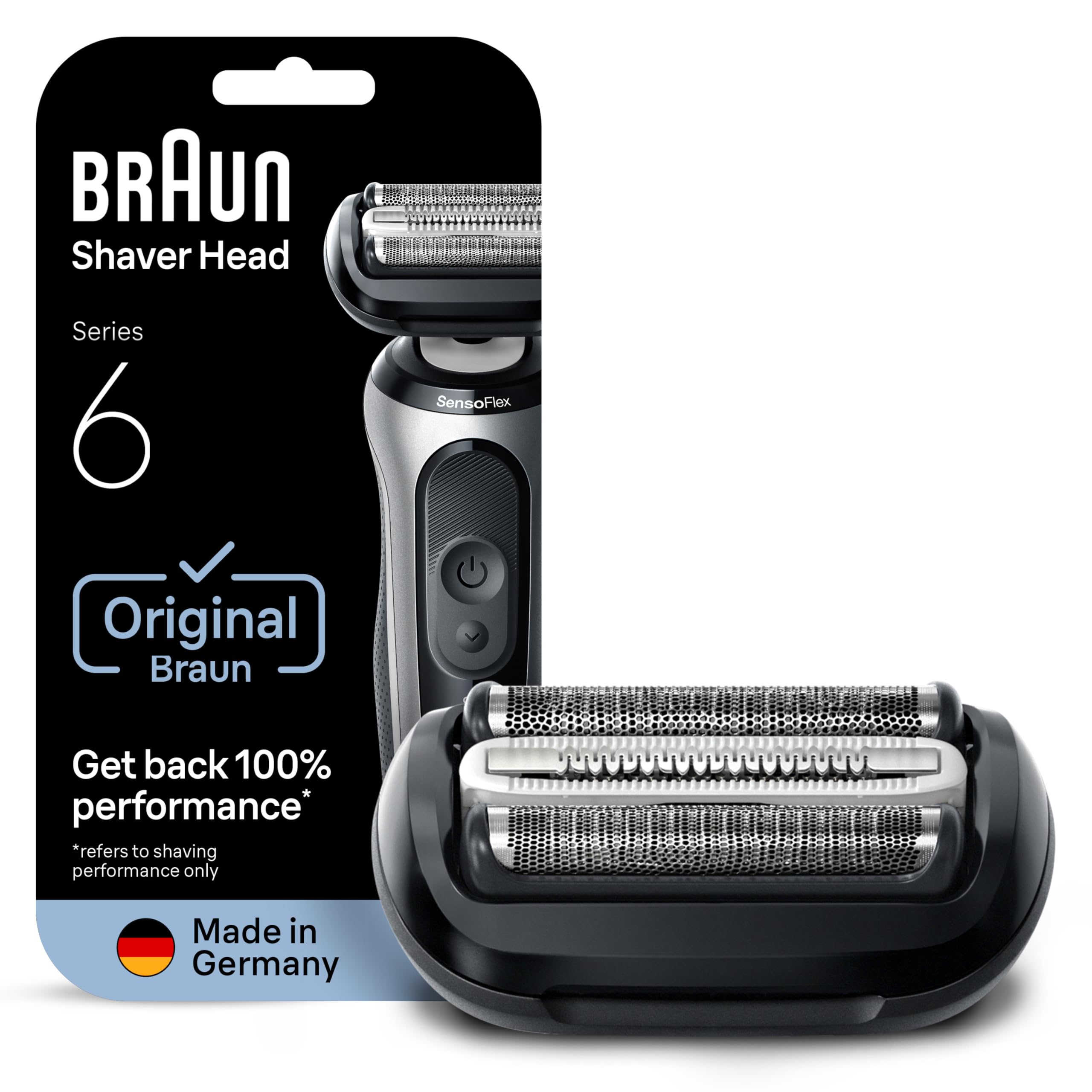 Braun Series 6 64B head with Sensitive SkinGuard for a gentler shave.