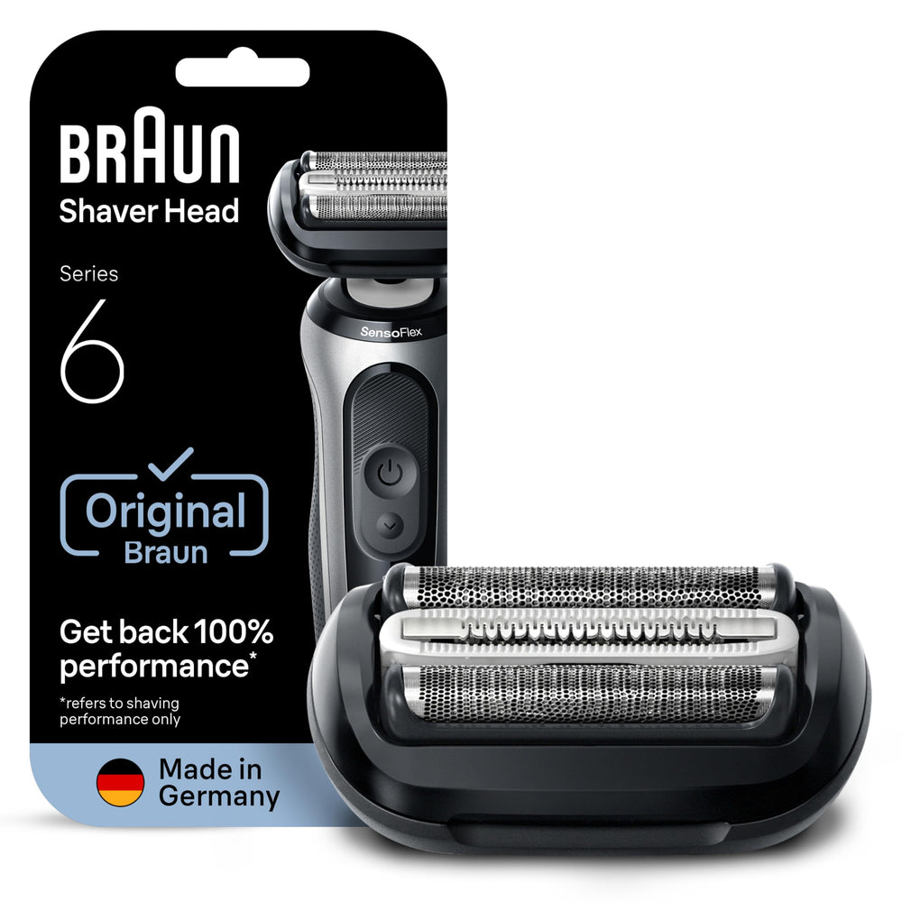 Braun Series 6 64B head with Sensitive SkinGuard for a gentler shave.