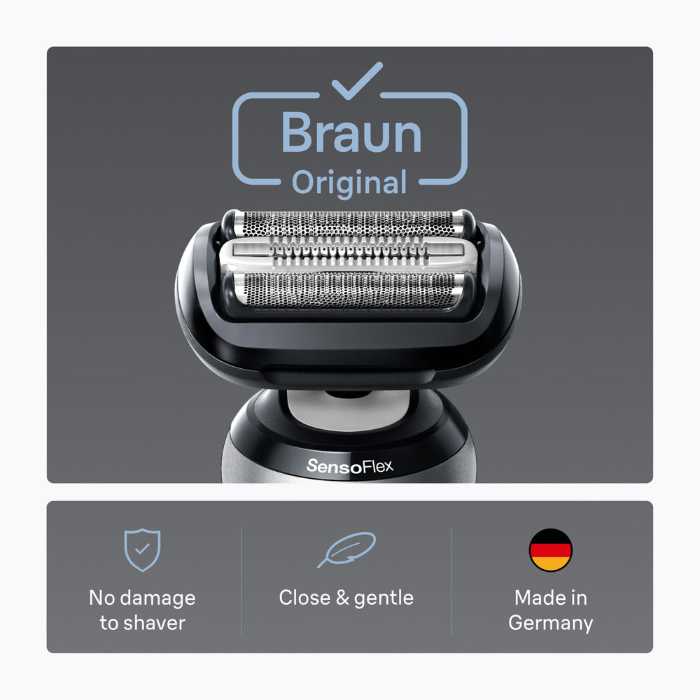 Braun Series 6 head attachment shown with easy-click replacement.