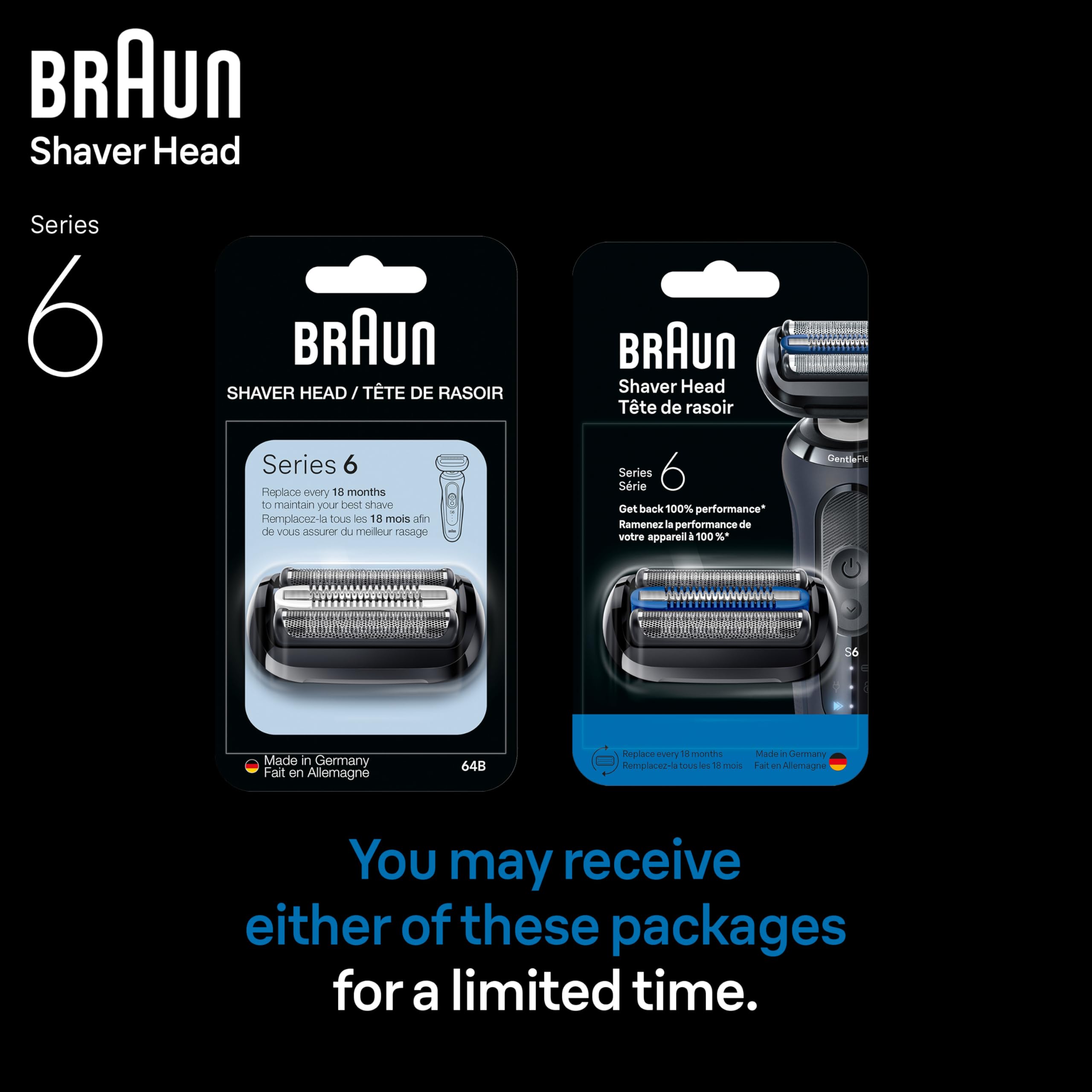 Precision close shave with Braun Series 6 head on sensitive skin.