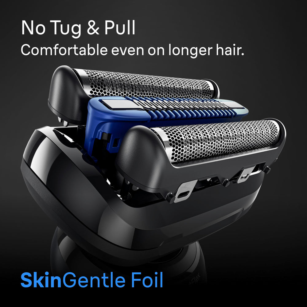 Braun Series 6 SkinGentle foil protects skin during close shave.