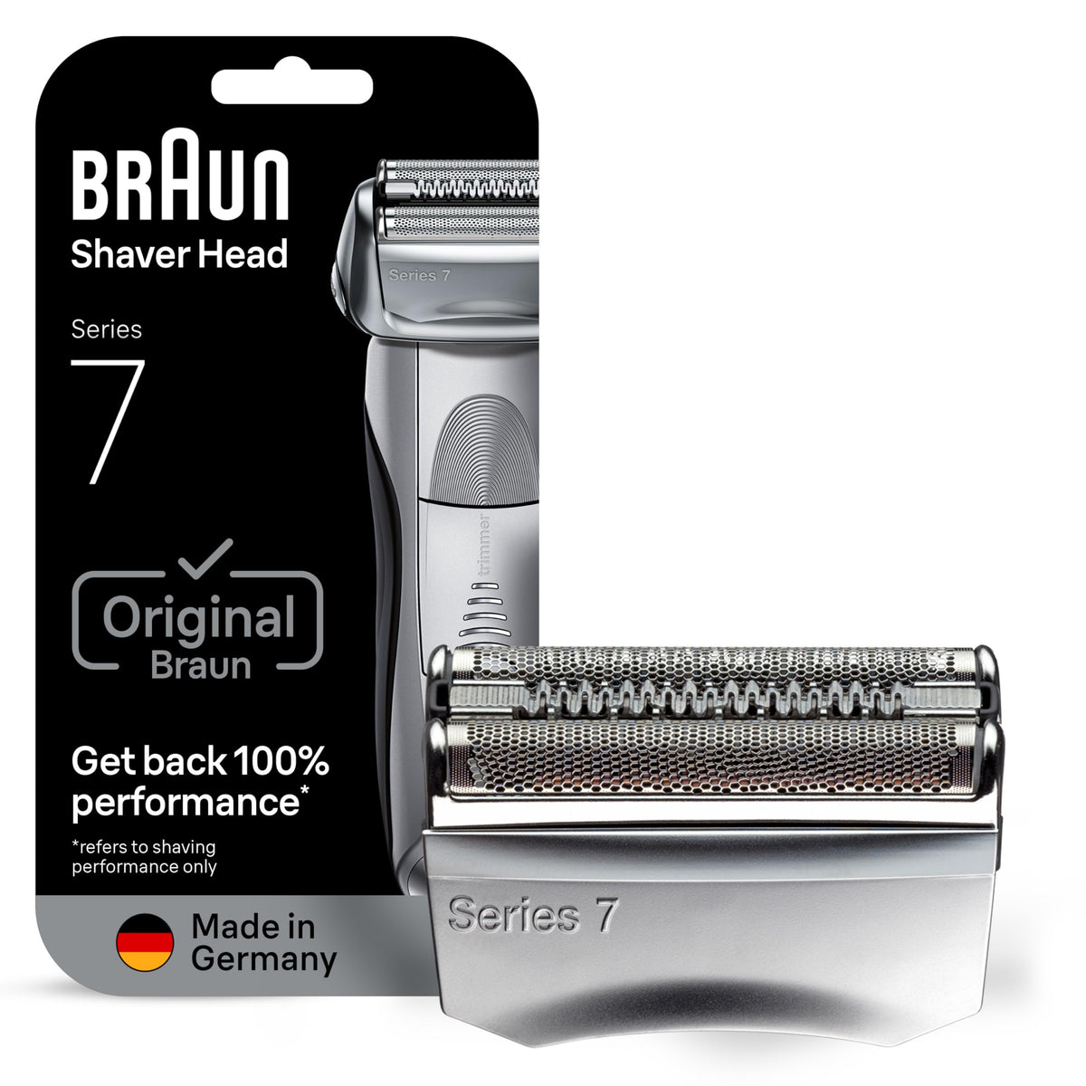 Braun Series 7 70S replacement cassette in silver for a consistent close shave.