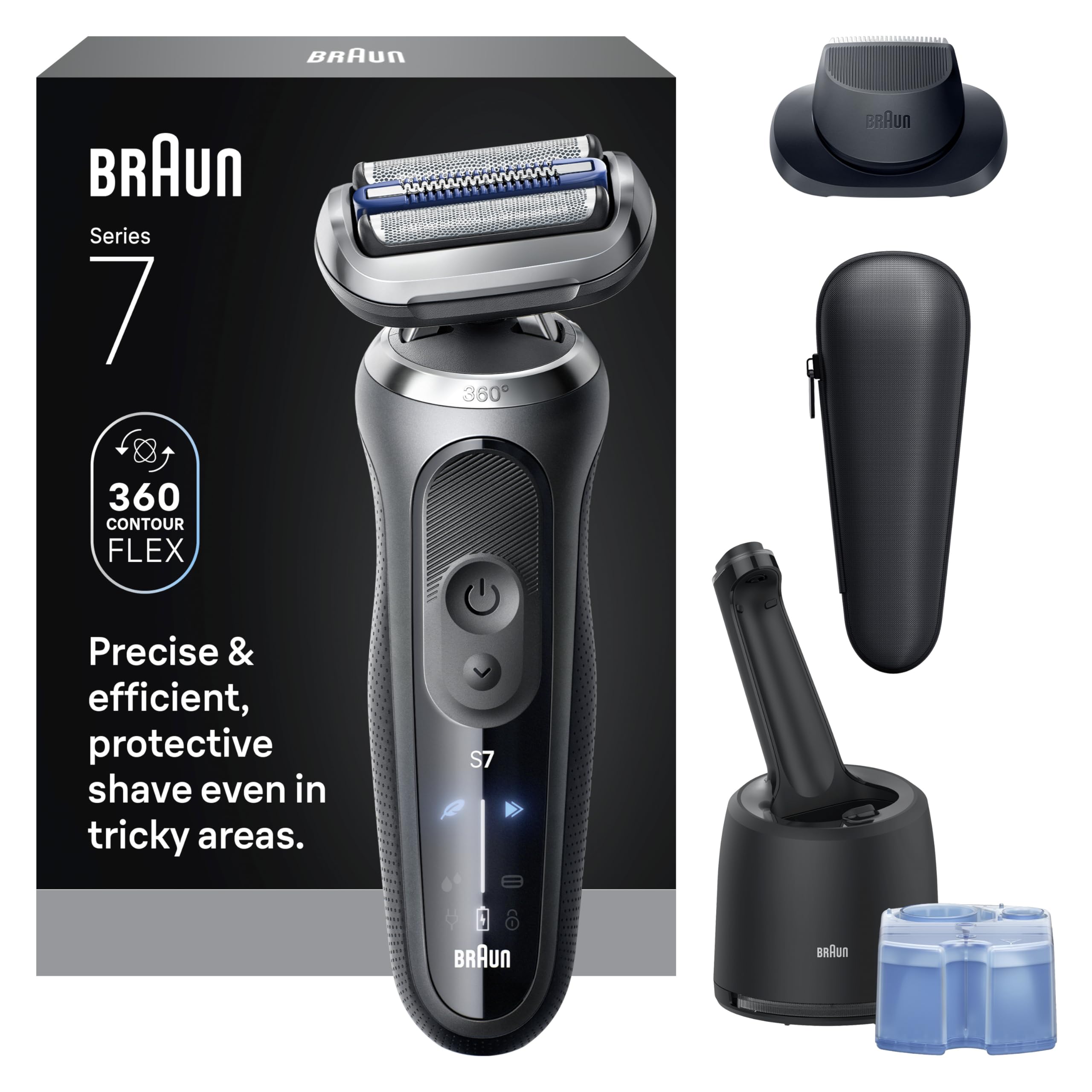 Braun Series 7 7171cc closeup head shows precision blades for a smooth shave