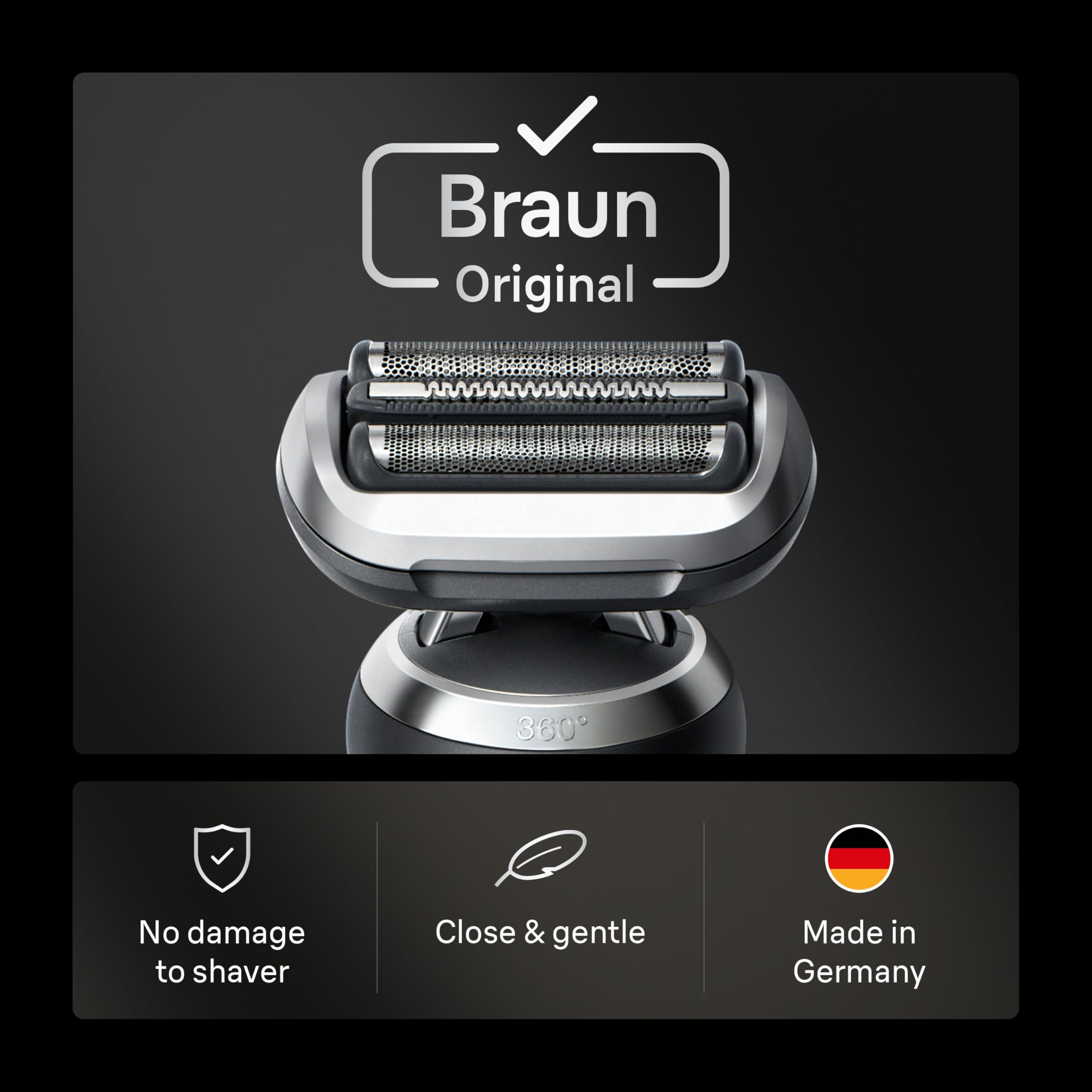 Braun Series 7 head with 360 SkinFlex for flexible contouring.