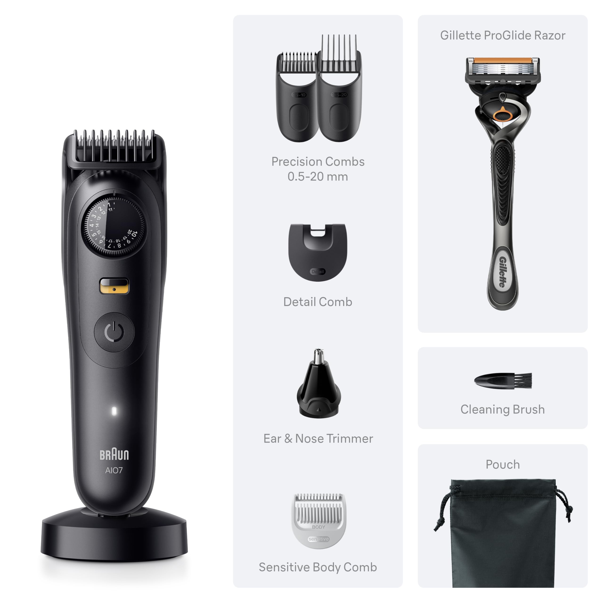 Braun Series 7 Pro Gillette razor attachment for comfortable close shave.