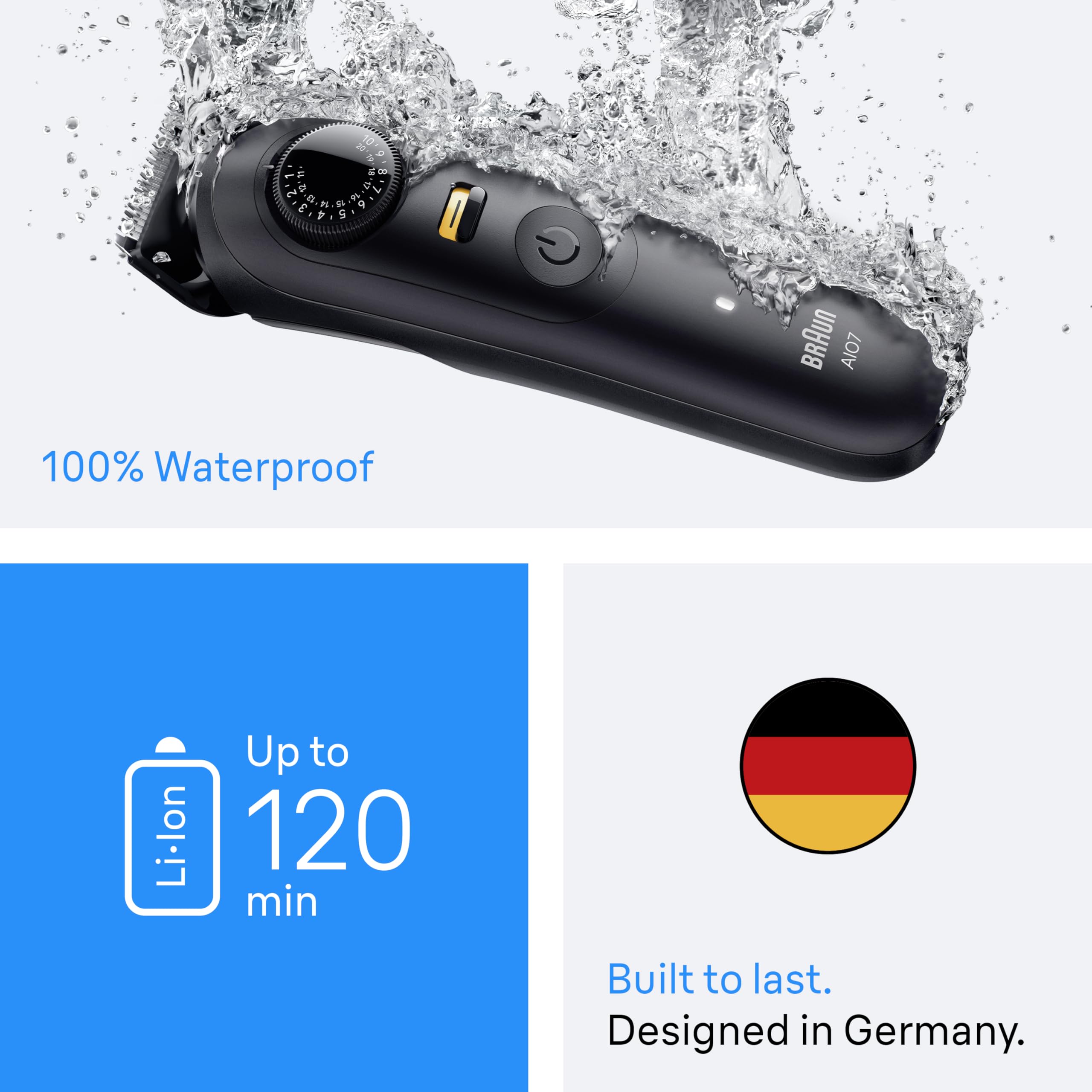 Braun Series 7 Pro Li-ion battery provides long cordless power.