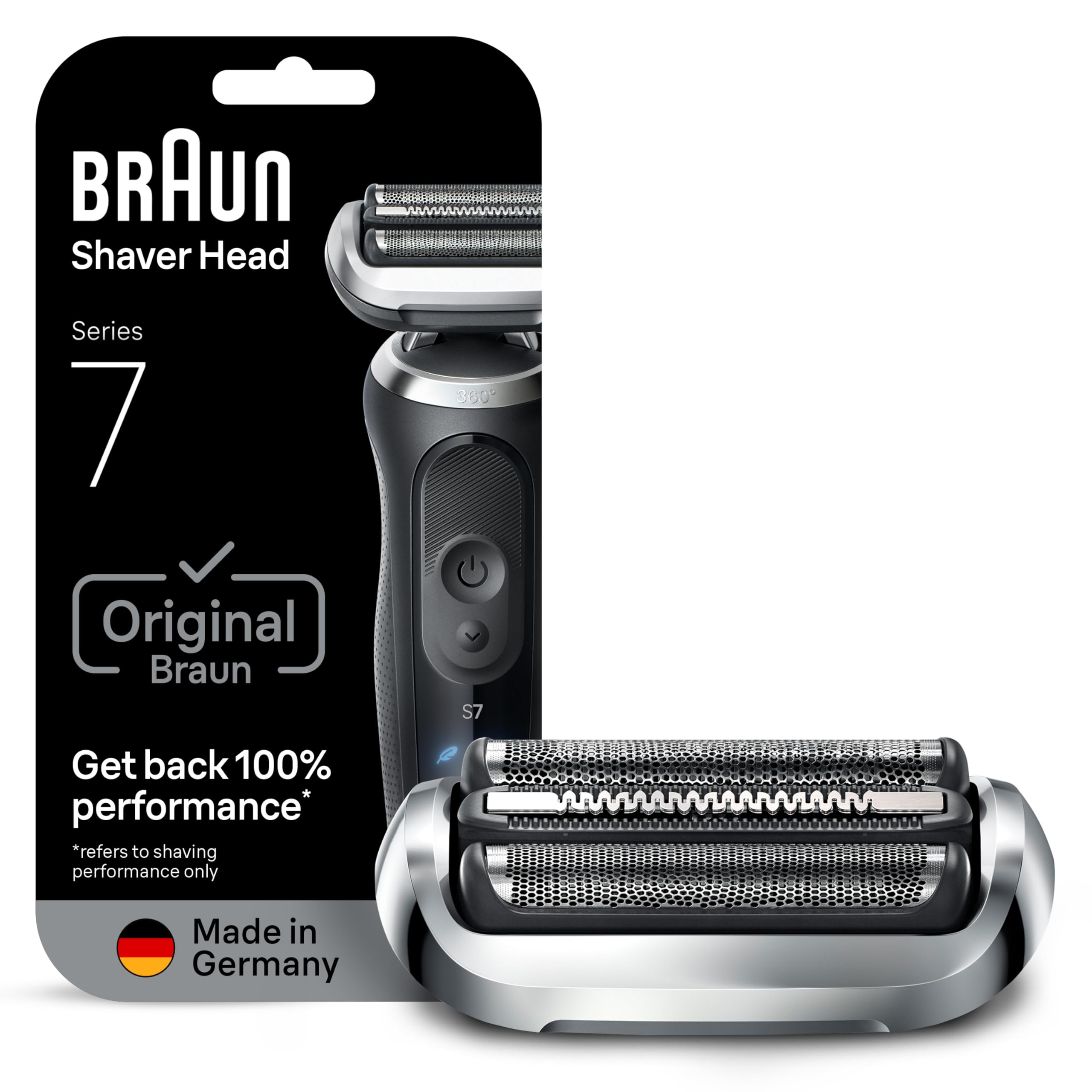 Braun Series 7 replacement head 74S in silver for precise shaving.