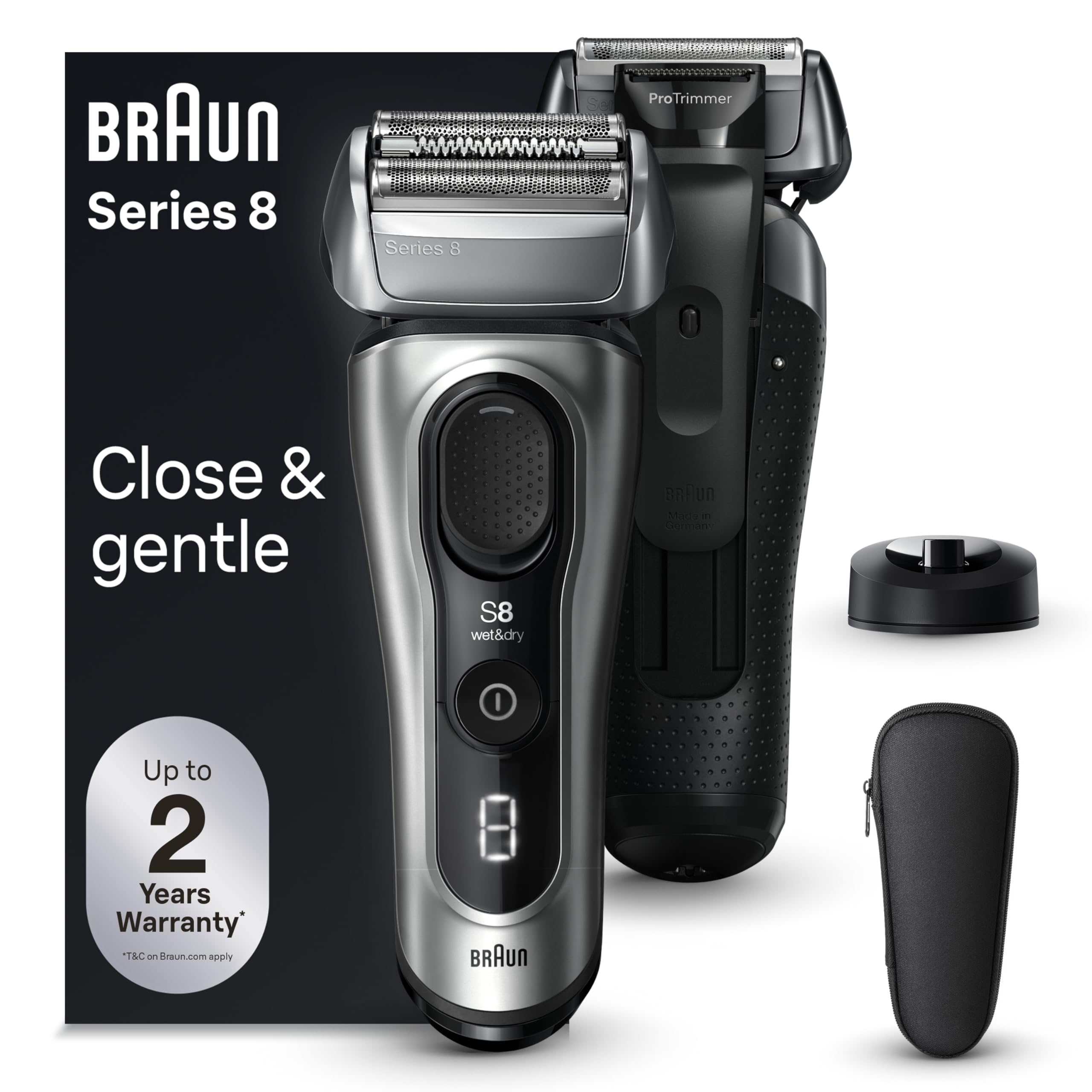 Braun Series 8 8517s head swivels 40 degrees for smoother, closer passes.