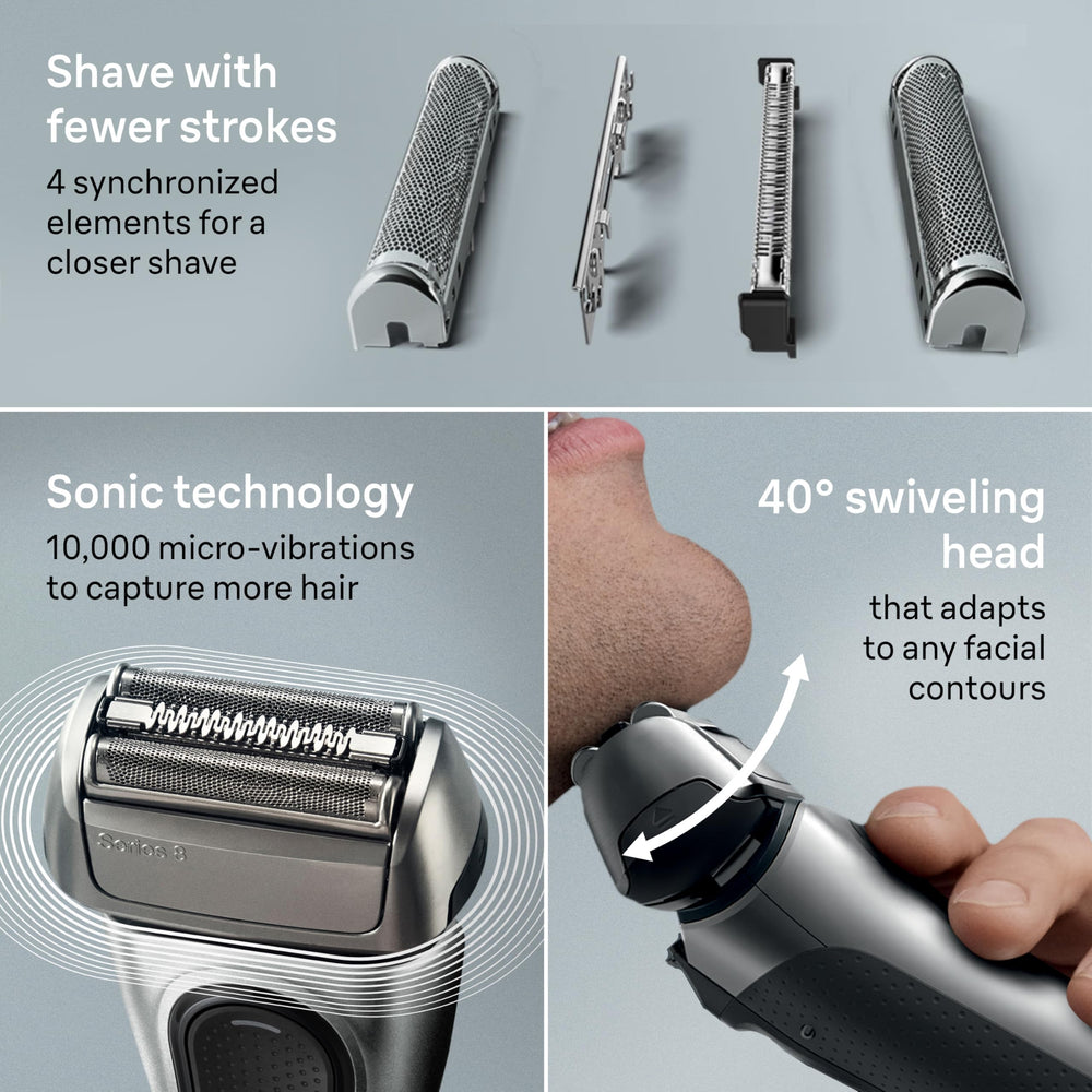 Braun Series 8 8517s micro-vibrations (10,000) lift and capture more hair.