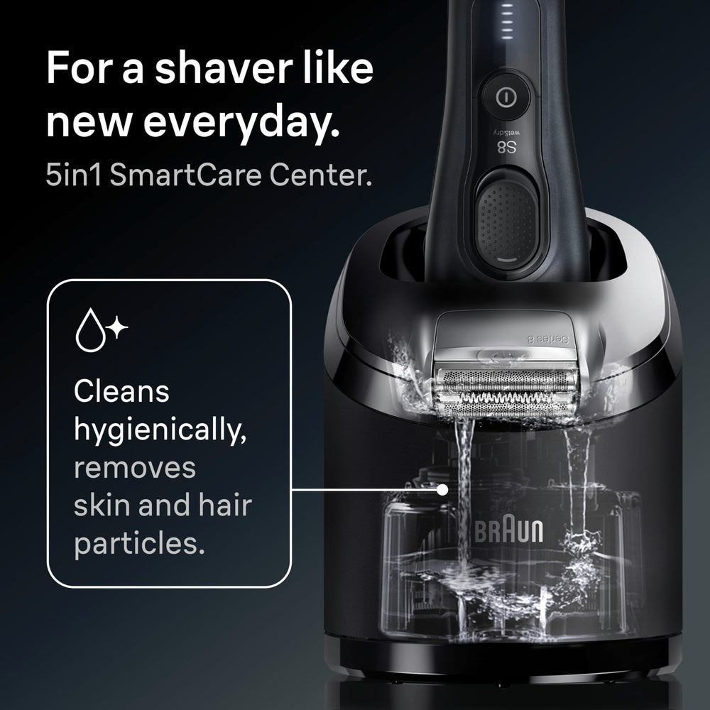 Braun Series 8 8560cc offers 60-minute runtime for extended grooming.