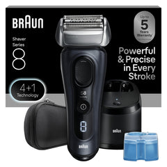 Braun Series 8 8560cc front view; premium grooming system for a close shave.