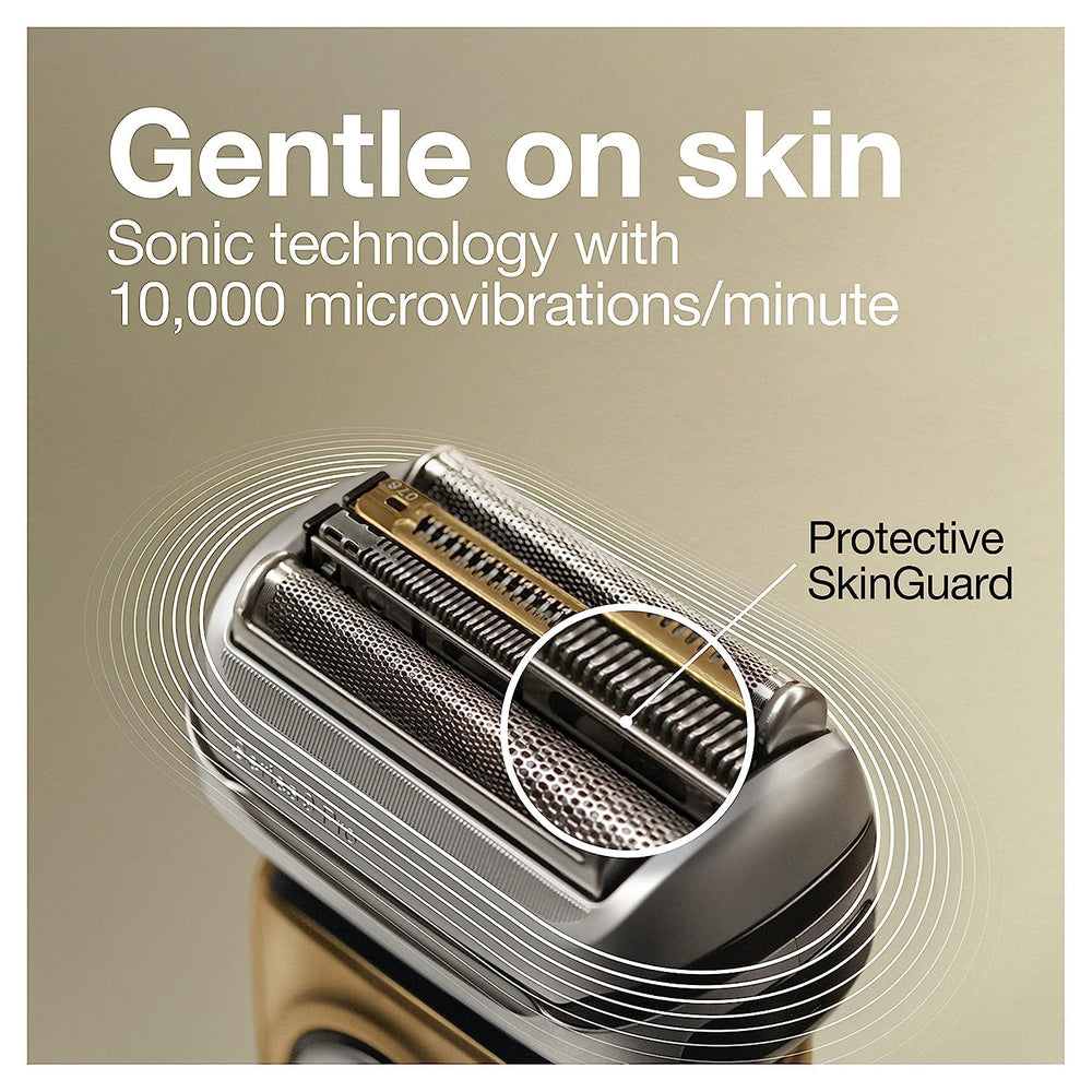 Braun Series 9 Pro 9419s charging stand keeps the shaver ready.