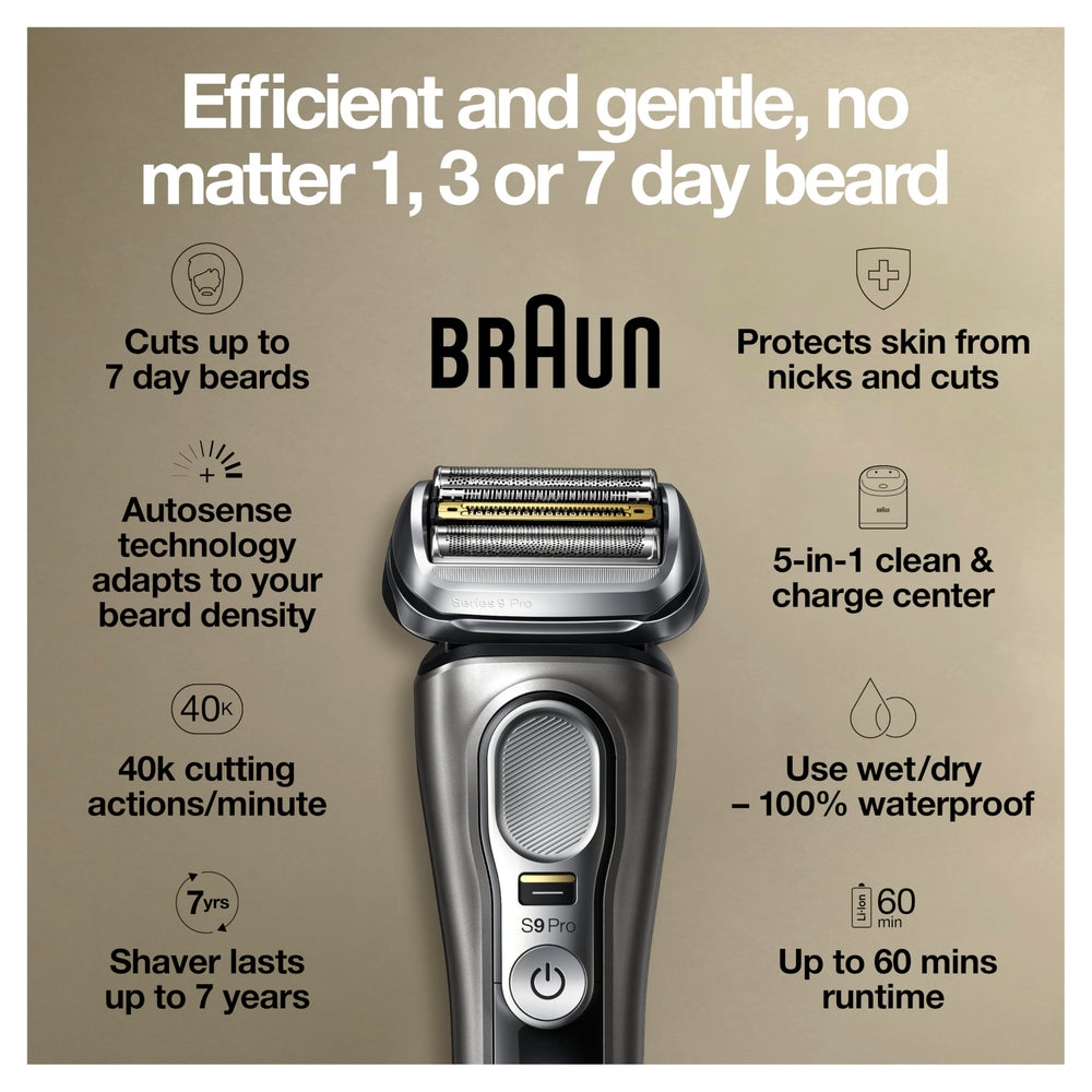 Braun Series 9 Pro 9465cc Wet and dry use for foam or shower.