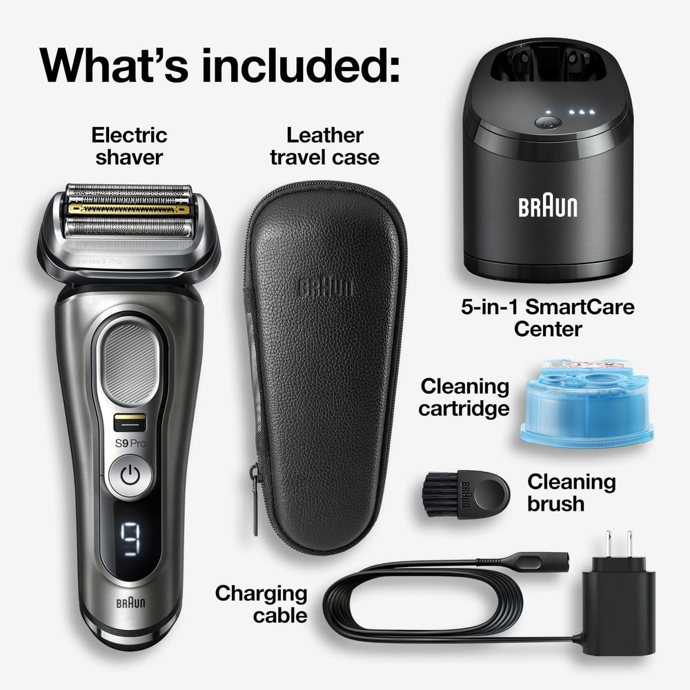 Braun Series 9 Pro 9465cc ProLift trimmer captures flat hair for smoother shaving.
