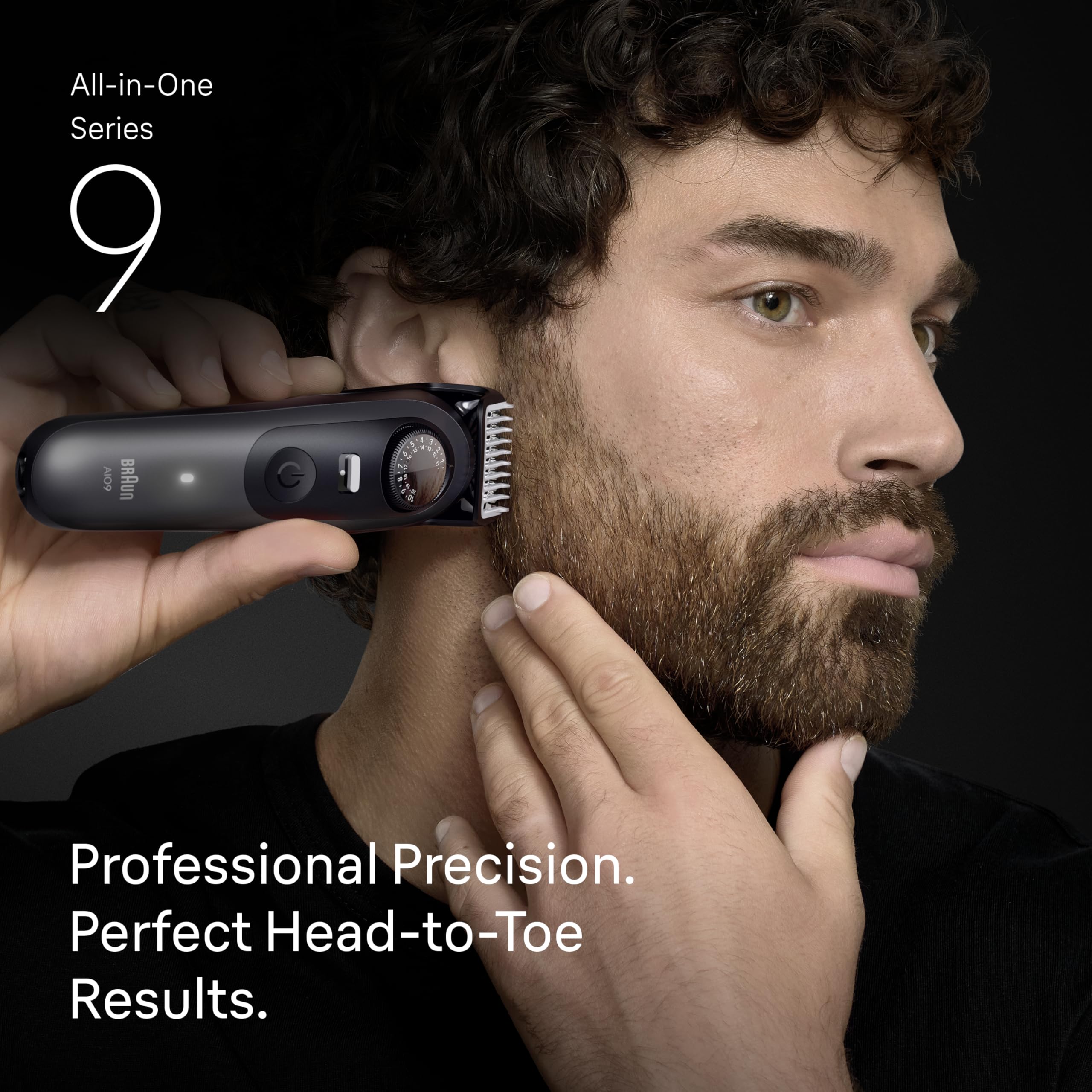 Beard edge detailing with Precision ProTrimmer for sharp lines.