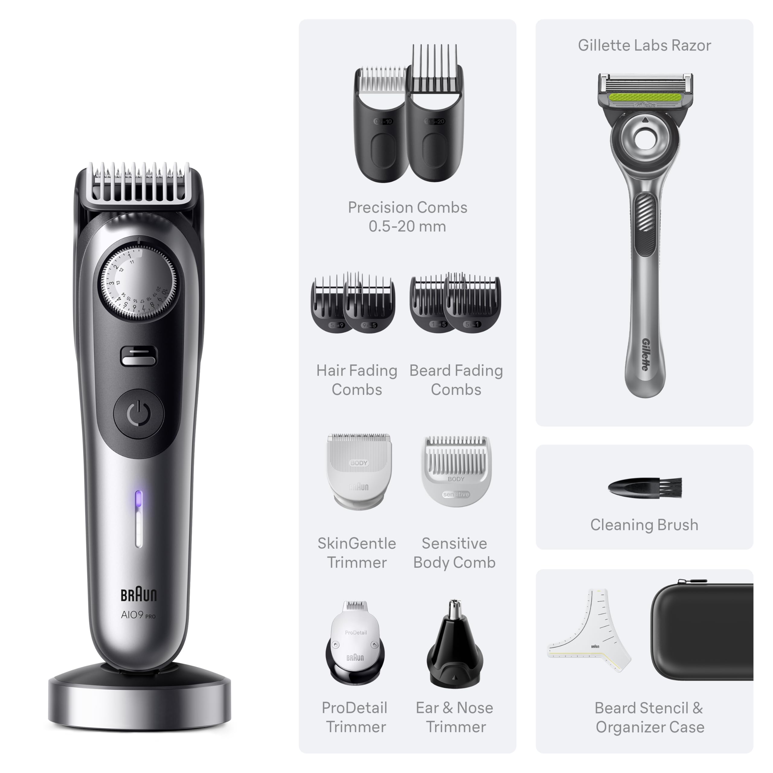 Braun Series 9 PRO detailing attachment for sharp sideburns.