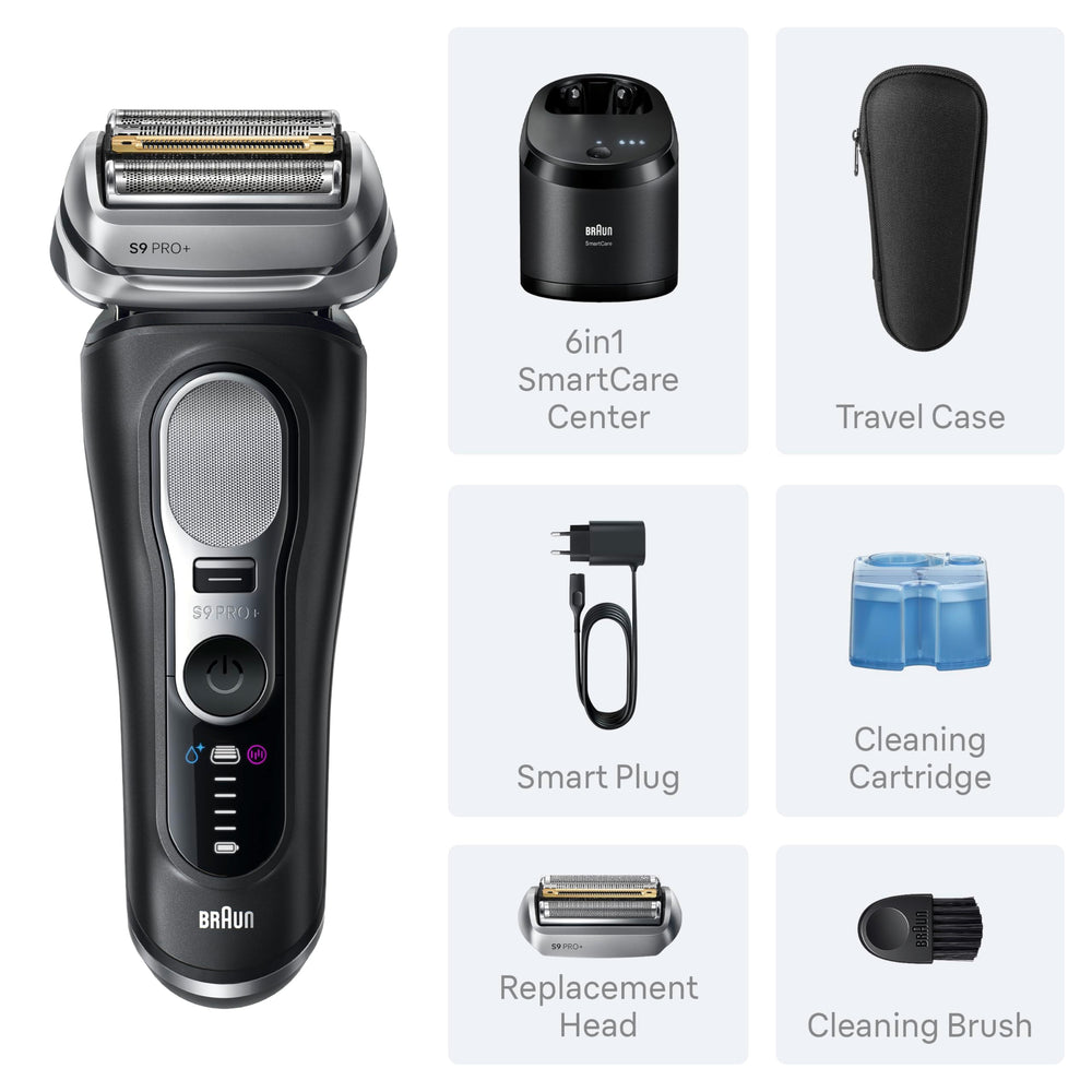 Braun Series 9 PRO+ 100% waterproof design enables wet and dry shaving.
