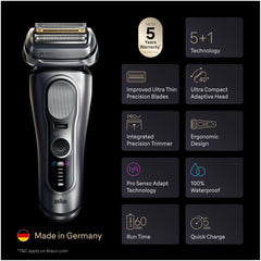Braun Series 9 PRO+ SensoAdapt sensors showing auto-adjusting power