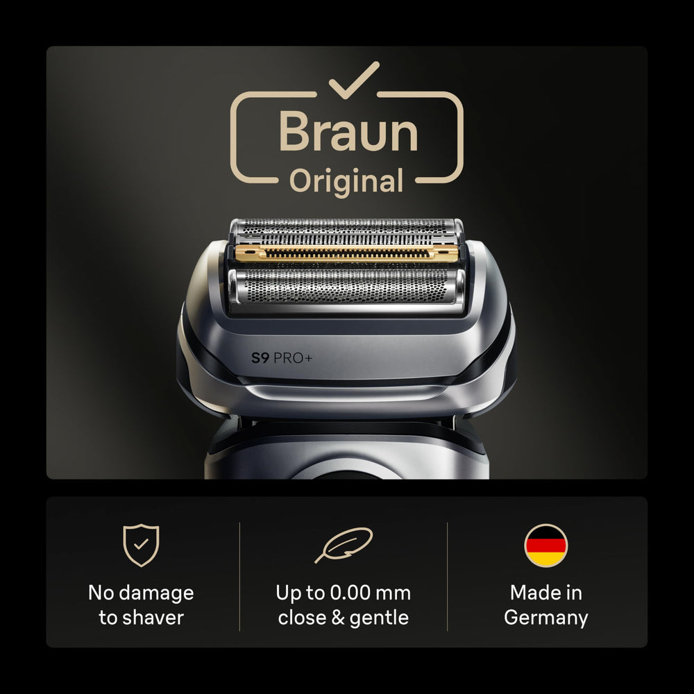 Braun Series 9 replacement head assembly 92S showing easy click installation.