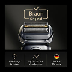Braun Series 9 replacement head assembly 92S showing easy click installation.