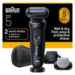 Braun Series 5 AquaFlex blades adapt to contours for a close, comfortable shave