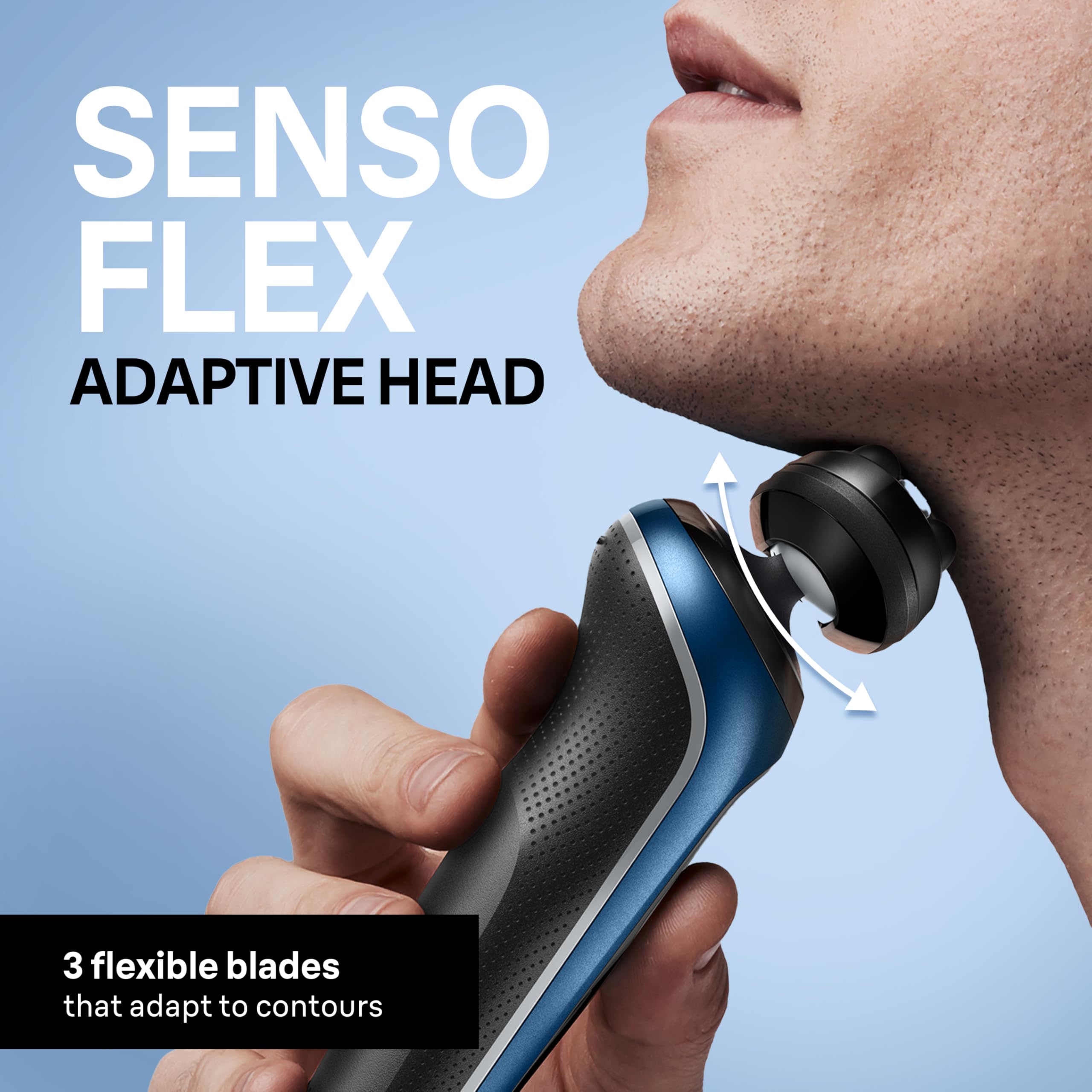 Braun Series 6 6177cc SensoFlex head demonstrating reduced skin pressure.