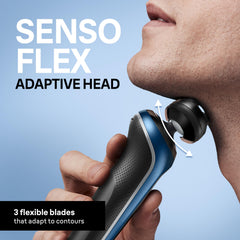 Braun Series 6 6177cc SensoFlex head demonstrating reduced skin pressure.