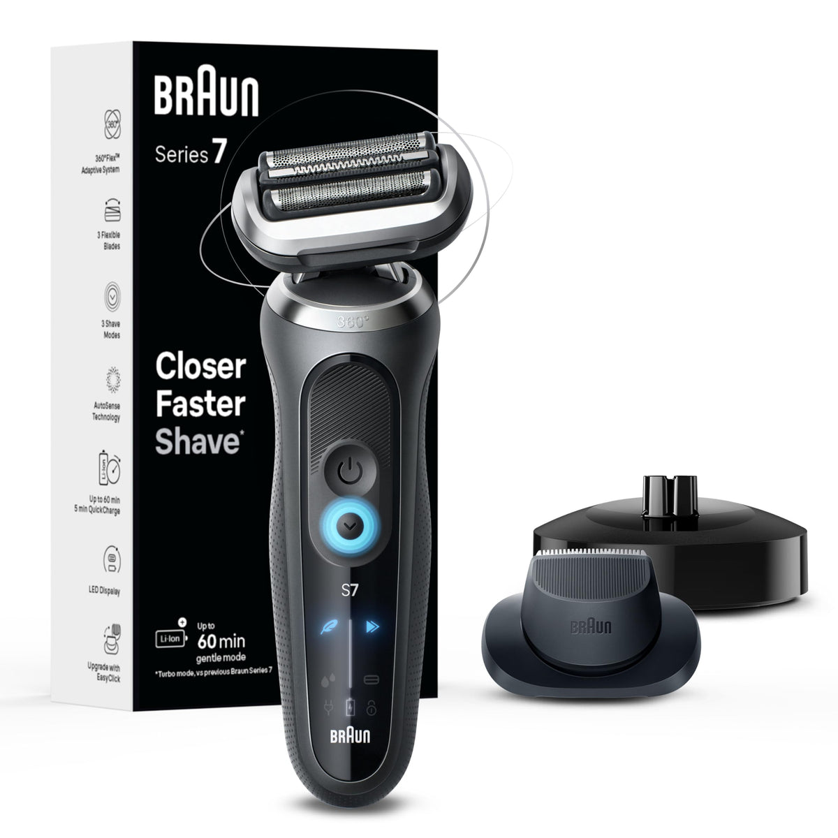 Braun Series 7 7127cs with 360° Flex Head for a close, adaptive shave.