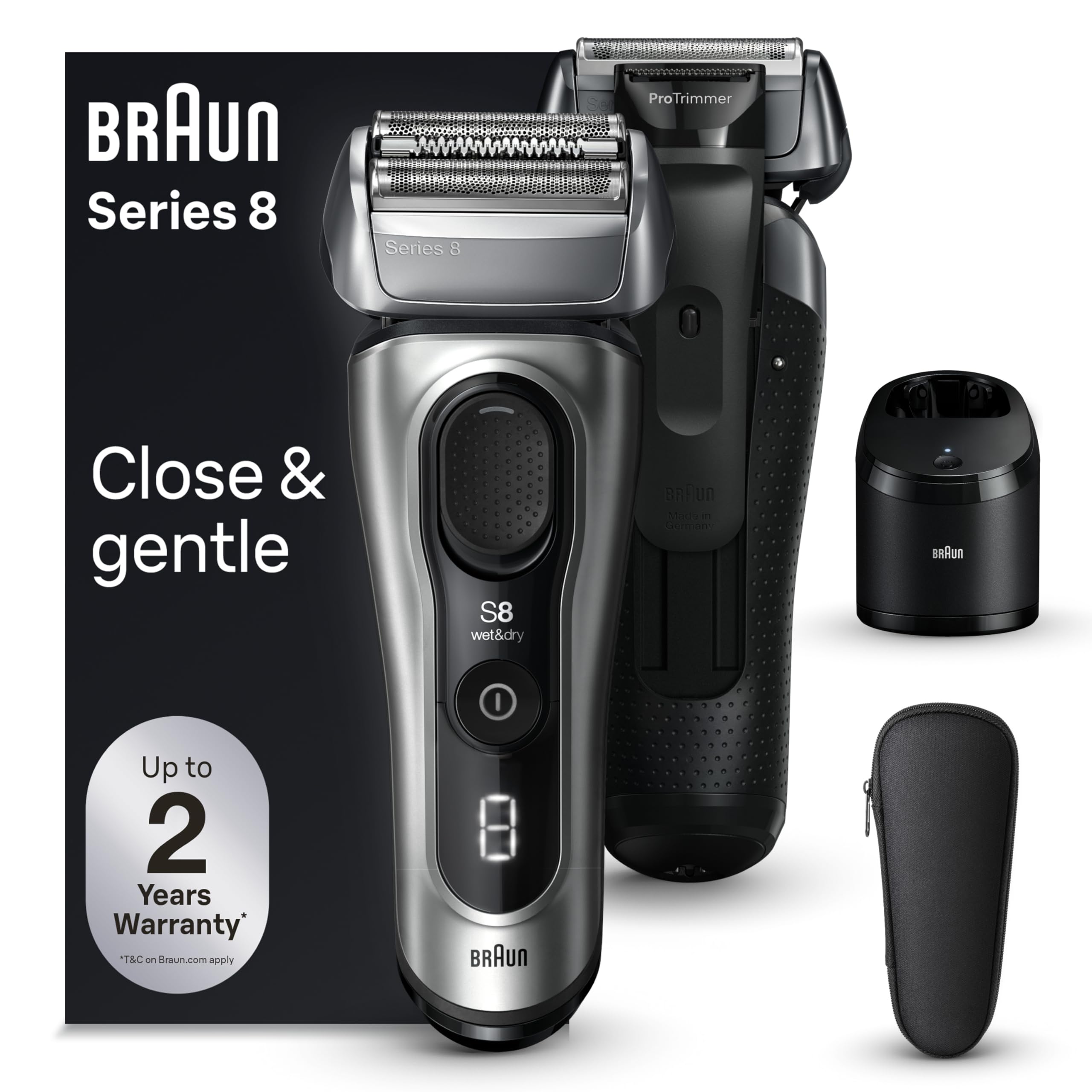 Braun Series 8 8567cc front view showcasing premium shaving performance and comfort