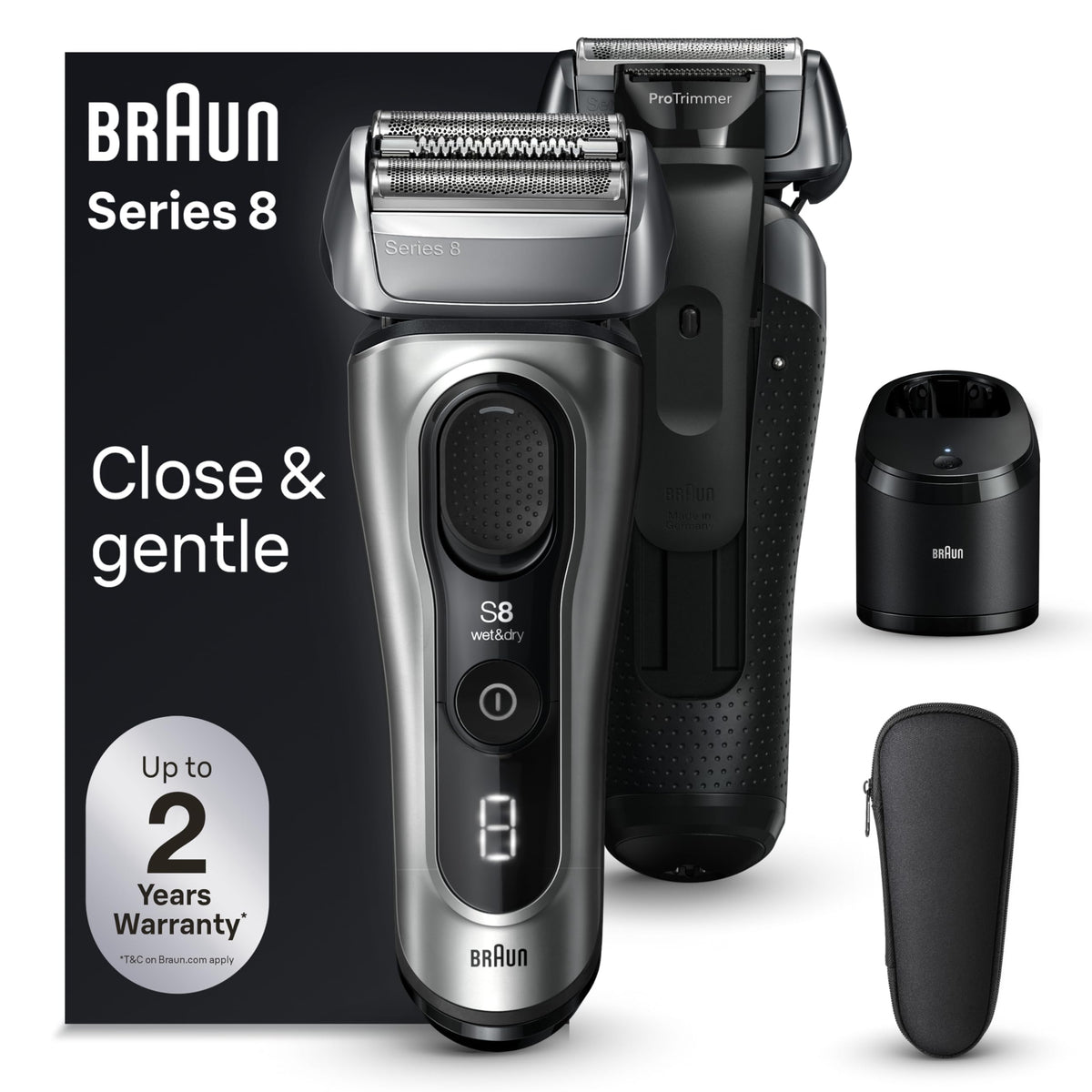 Braun Series 8 8567cc front view showcasing premium shaving performance and comfort