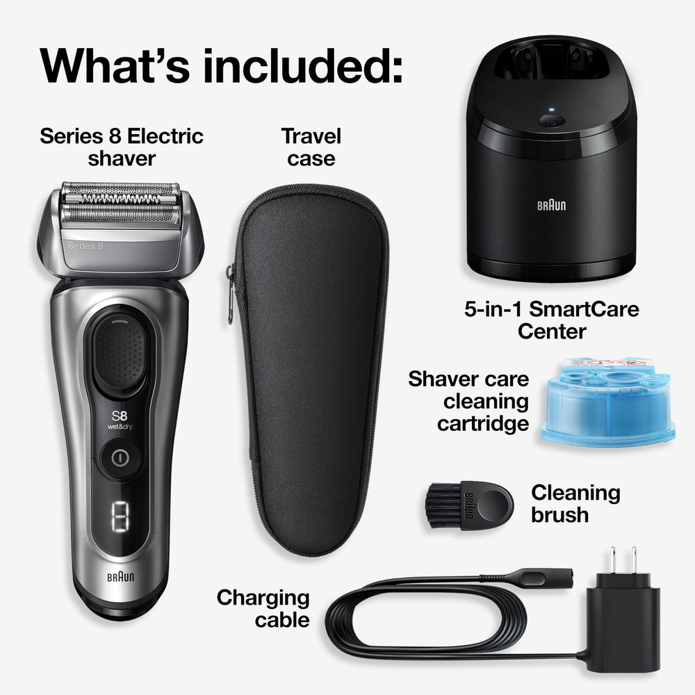 Braun Series 8 8567cc head closeup with 40-degree swivel for contouring