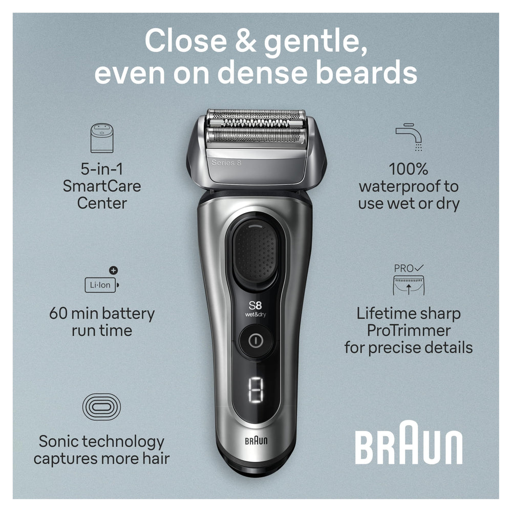 Braun Series 8 8567cc SmartCare Center cleaning and charging in action