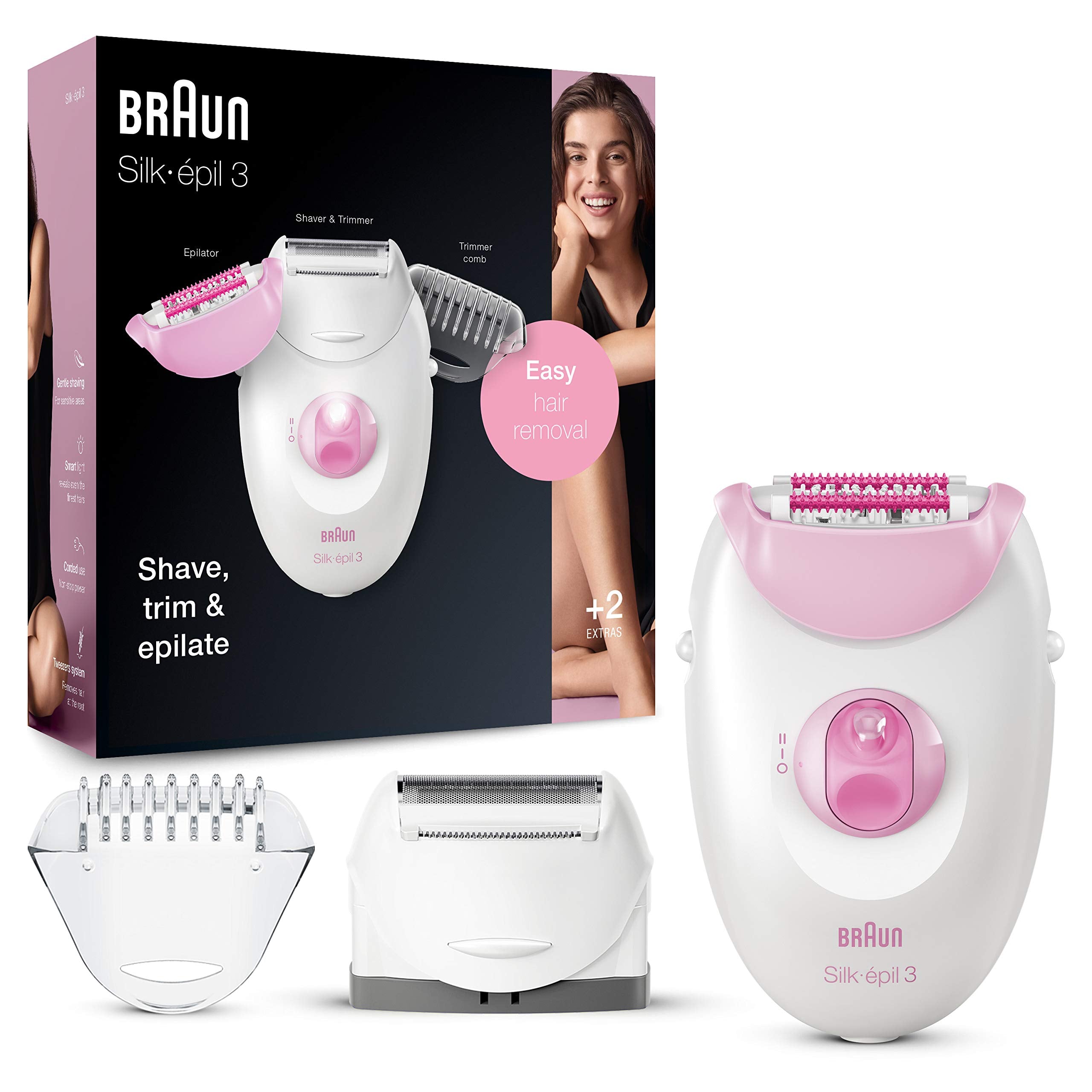 Braun Silk-épil 3-270 close-up showing precision tweezers for hair removal
