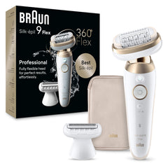 Braun Silk-épil 9 Flex epilator with 360° flex head for thorough hair removal.