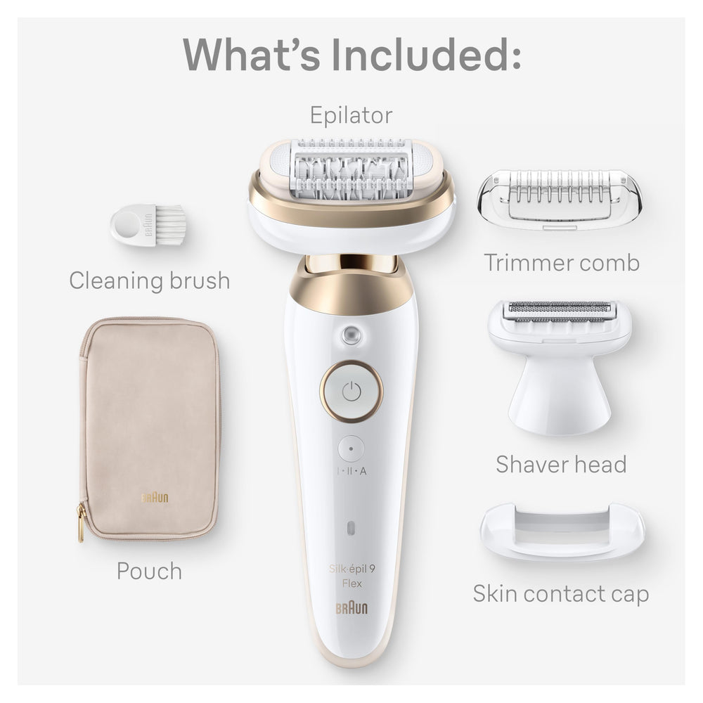 Braun Silk-épil 9 Flex massage roller cap reduces perceived discomfort.
