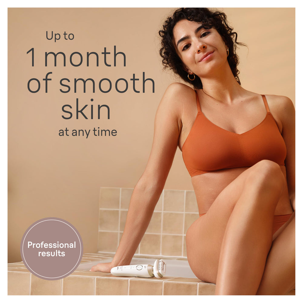 Braun Silk-épil 9 Flex used in a wet environment for comfortable epilation.