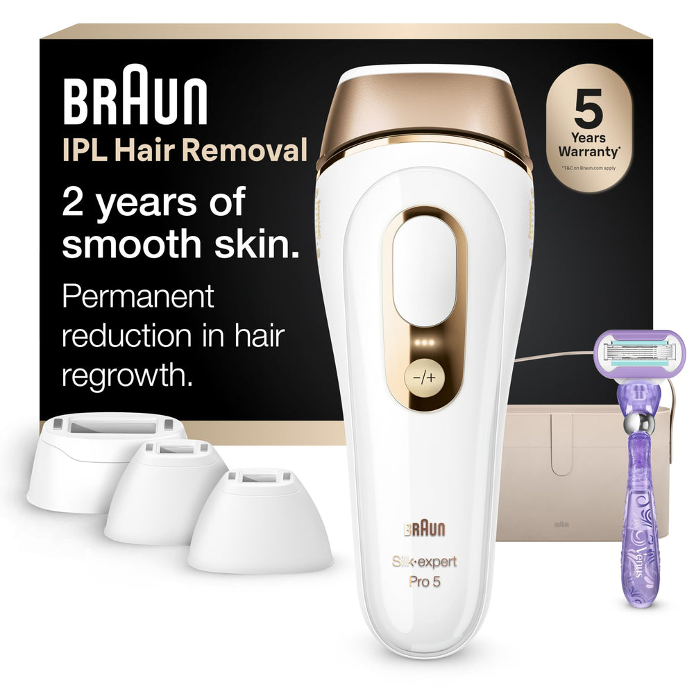 Braun Silk·Expert Pro 5 device overview, at-home hair removal design