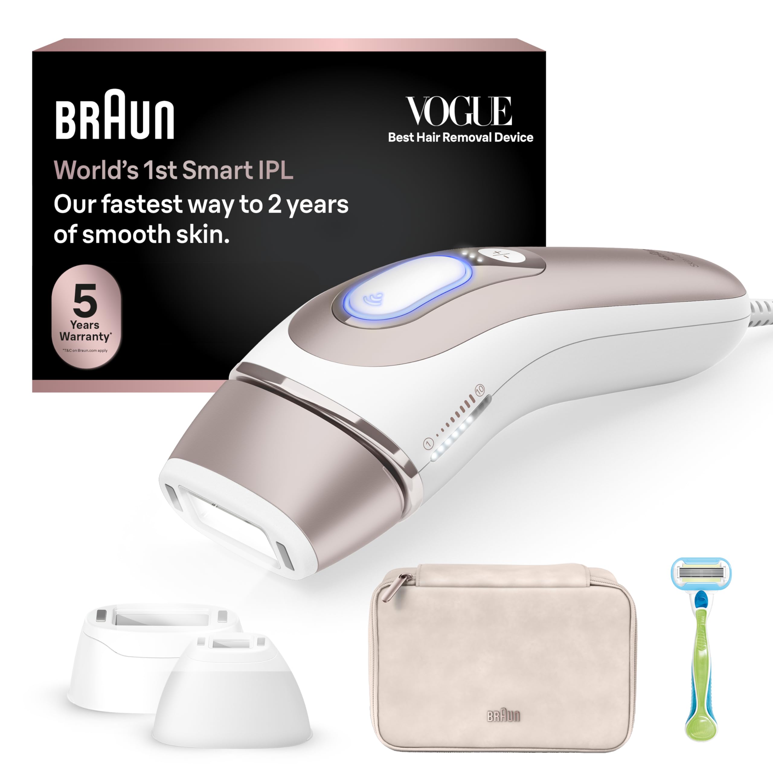Braun Smart IPL Skin i·Expert Pro 7 handheld device for easy at-home hair removal.