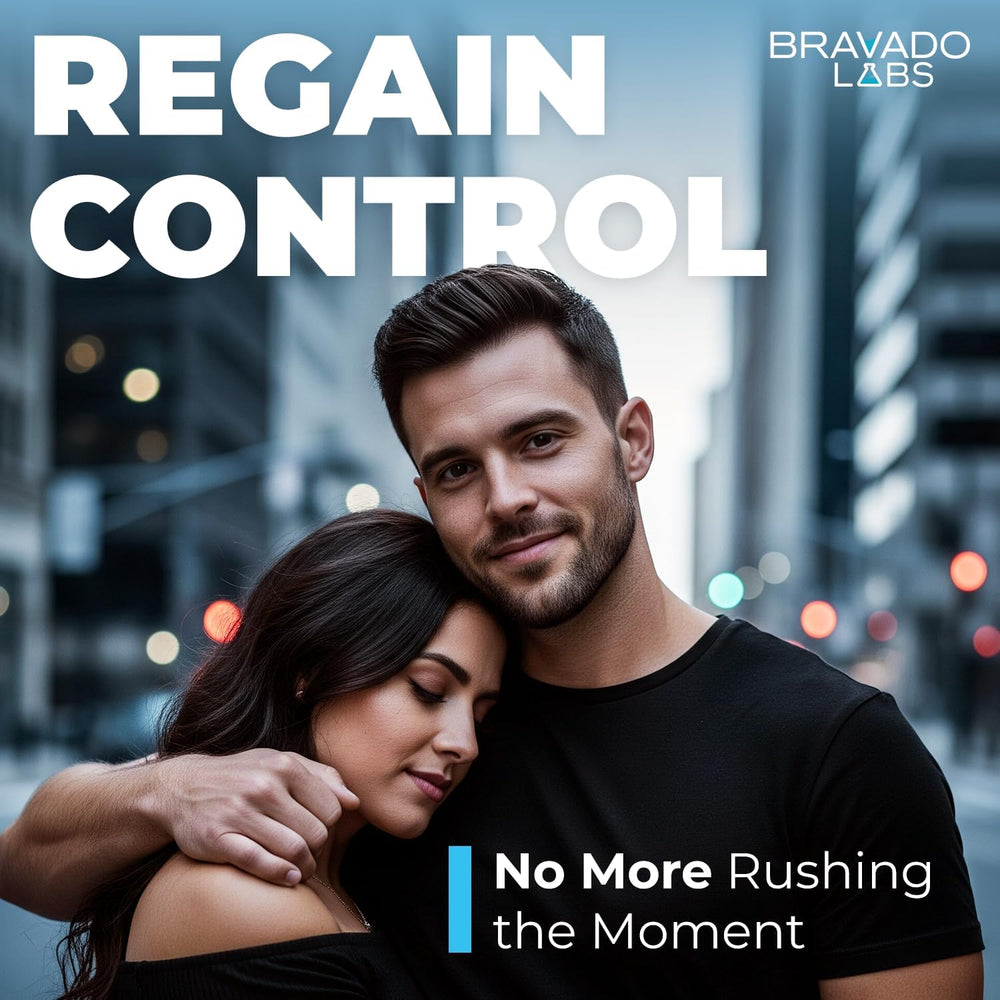 Aplicación suave de Bravado Labs Crema de Retraso para una experiencia más centrada.