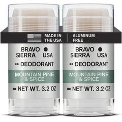 Bravo Sierra 2-pack deodorant front pack showing aluminum-free formula for daily freshness